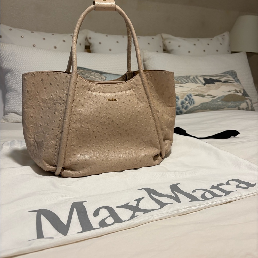 MaxMara ostrich small Marine bag